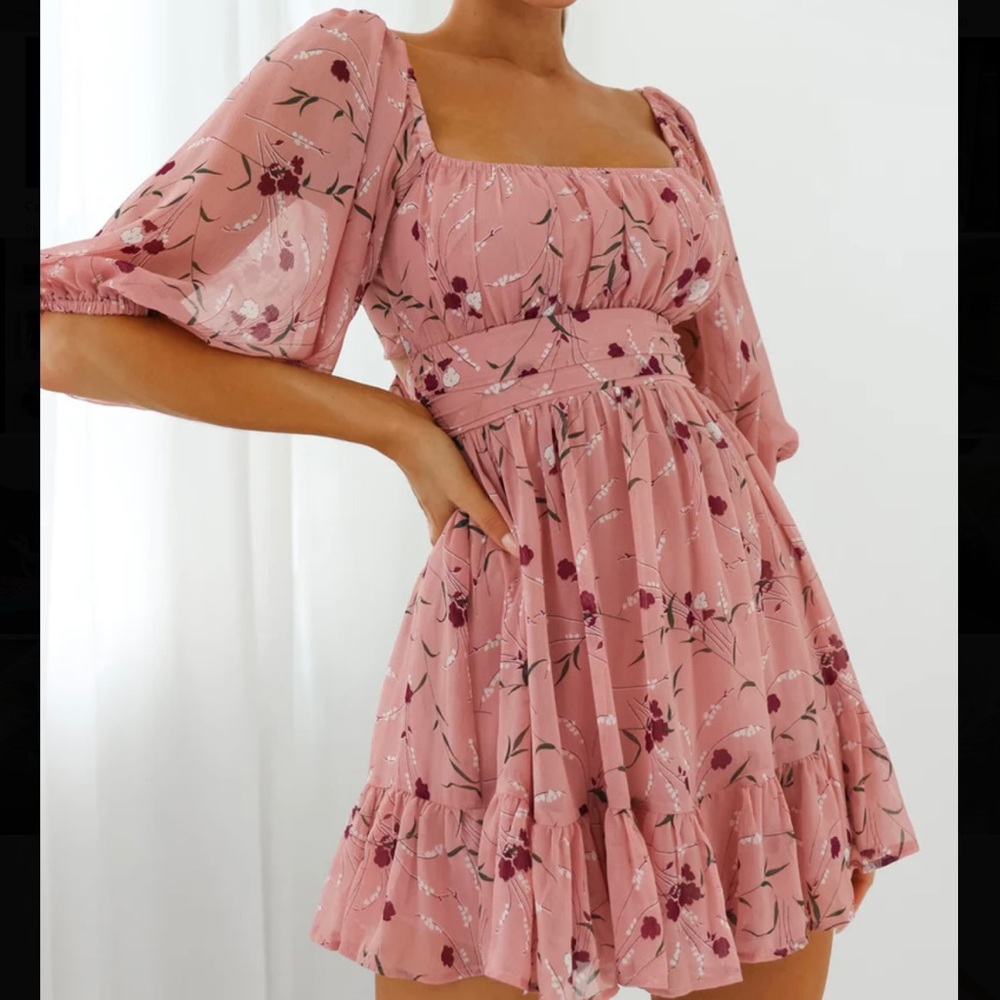 Abby Off-Shoulder Tie-Up Back Dress Floral Print